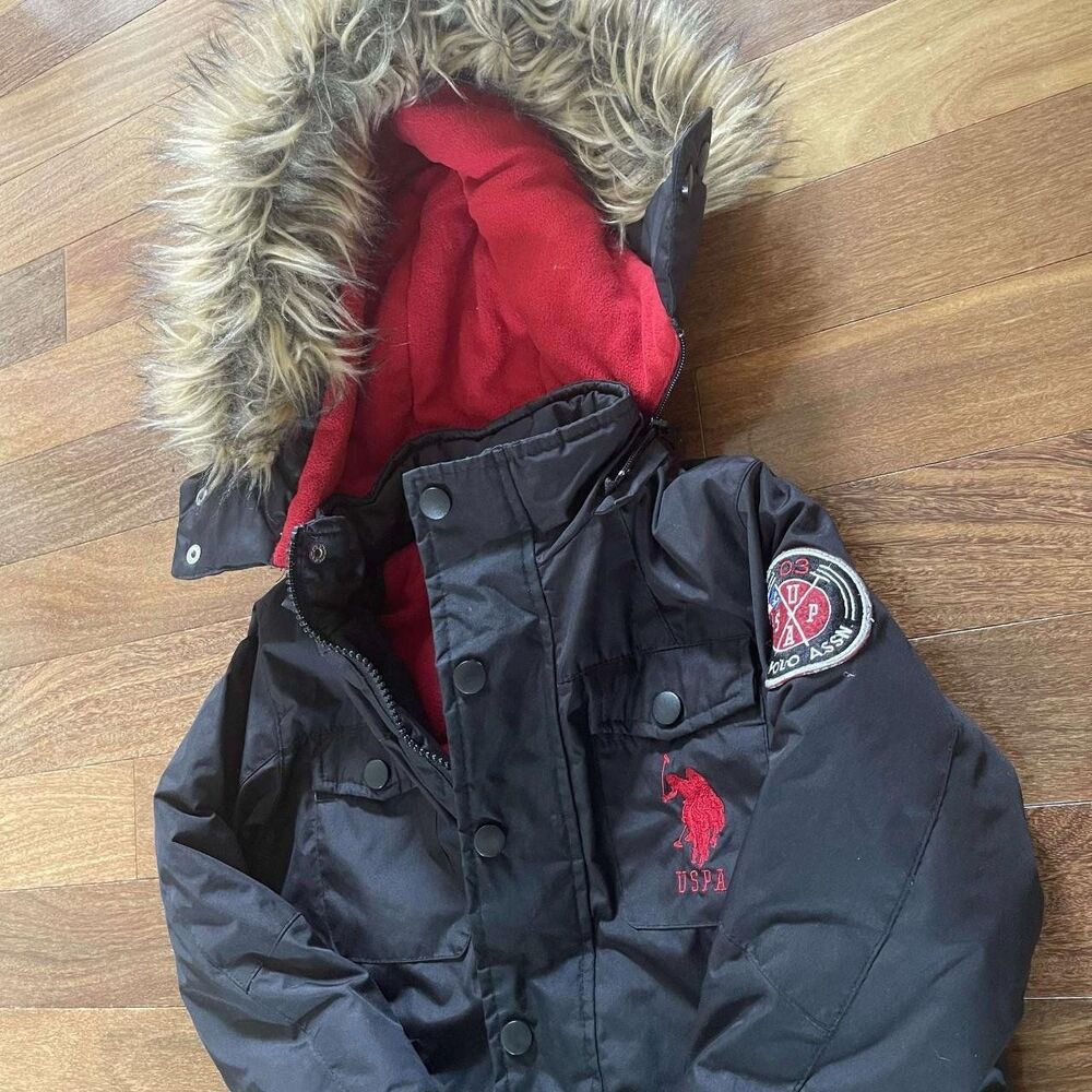 U.S. Polo Assn. Toddler's Black and Red Coat